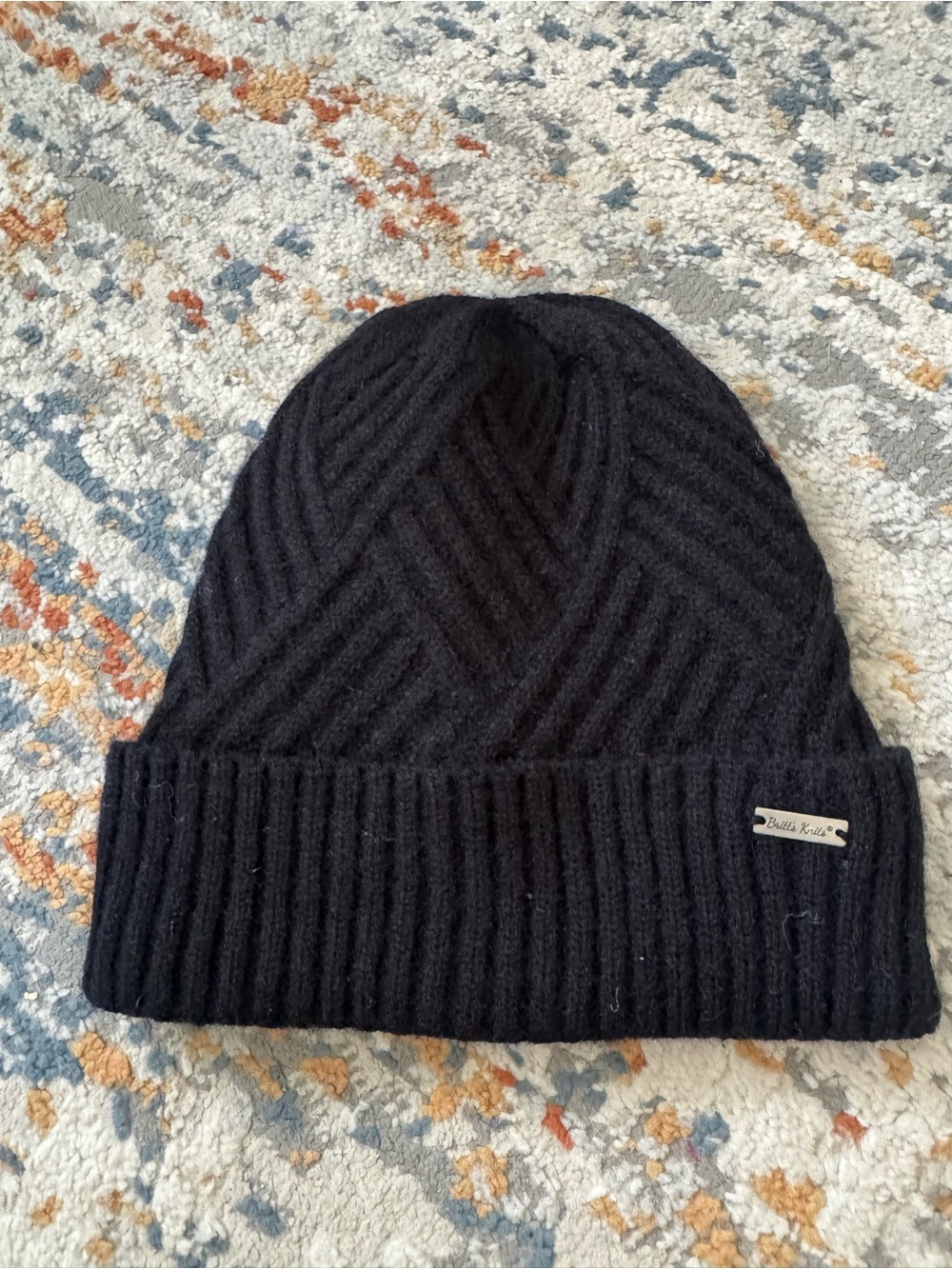 Black Knit Beanie with Folded Cuff